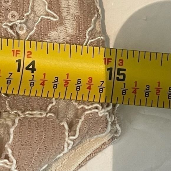 Honey And Rosie Embroidered Cream & Tan Lace w/Sequins Party Event Dress Size 1 - Picture 11 of 13